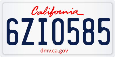 CA license plate 6ZIO585