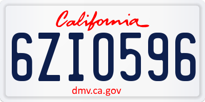 CA license plate 6ZIO596