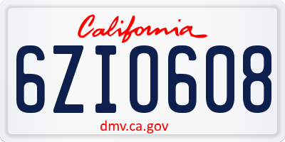 CA license plate 6ZIO608