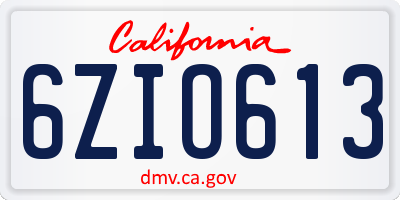 CA license plate 6ZIO613