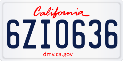 CA license plate 6ZIO636
