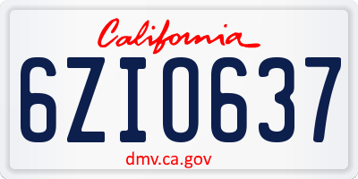 CA license plate 6ZIO637