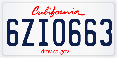 CA license plate 6ZIO663
