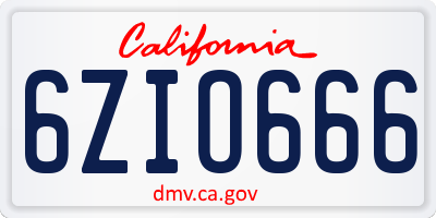 CA license plate 6ZIO666