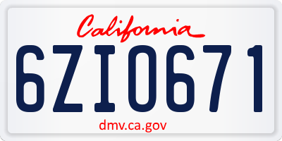 CA license plate 6ZIO671