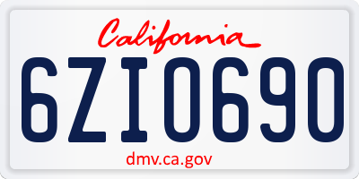 CA license plate 6ZIO690