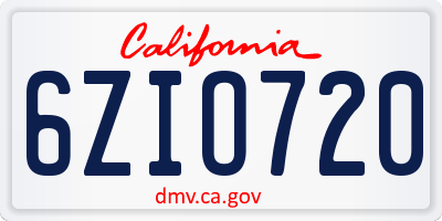 CA license plate 6ZIO720
