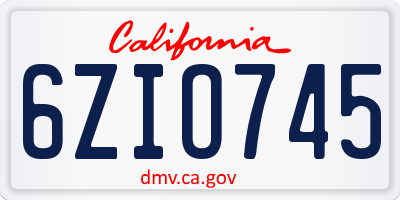 CA license plate 6ZIO745