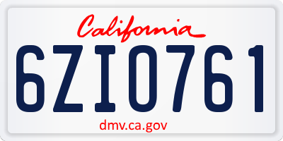 CA license plate 6ZIO761