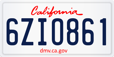 CA license plate 6ZIO861