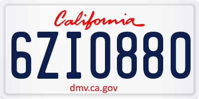 CA license plate 6ZIO880