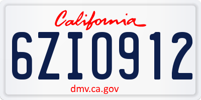 CA license plate 6ZIO912