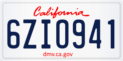CA license plate 6ZIO941