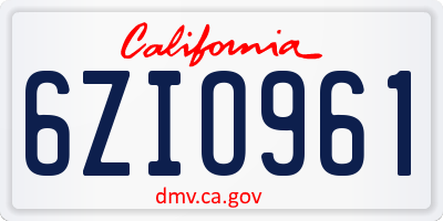 CA license plate 6ZIO961