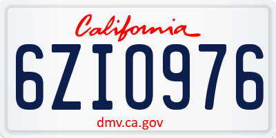 CA license plate 6ZIO976