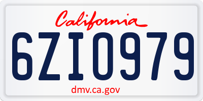 CA license plate 6ZIO979