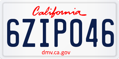 CA license plate 6ZIP046