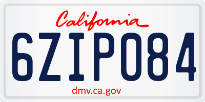CA license plate 6ZIP084