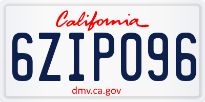CA license plate 6ZIP096