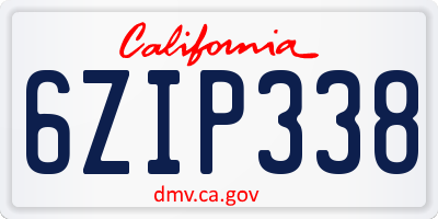 CA license plate 6ZIP338
