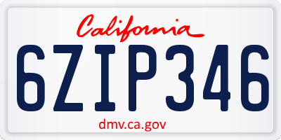 CA license plate 6ZIP346