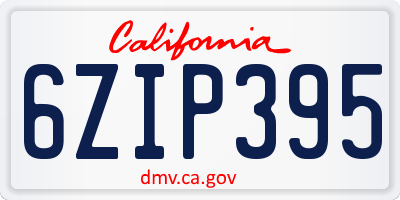 CA license plate 6ZIP395