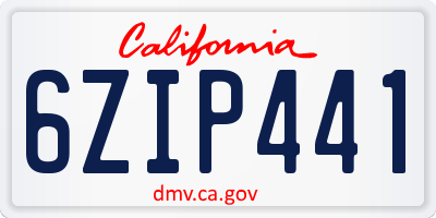 CA license plate 6ZIP441