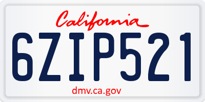 CA license plate 6ZIP521
