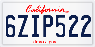CA license plate 6ZIP522