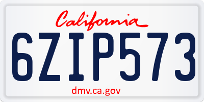 CA license plate 6ZIP573