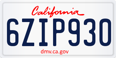 CA license plate 6ZIP930