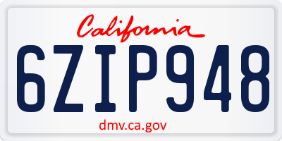 CA license plate 6ZIP948