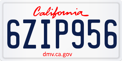 CA license plate 6ZIP956