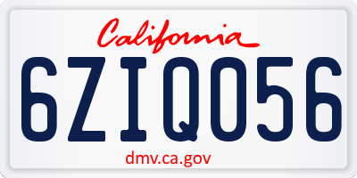 CA license plate 6ZIQ056