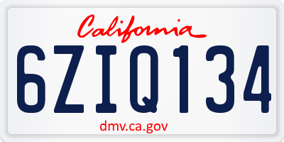 CA license plate 6ZIQ134