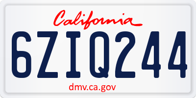 CA license plate 6ZIQ244