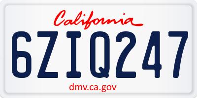 CA license plate 6ZIQ247