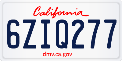 CA license plate 6ZIQ277