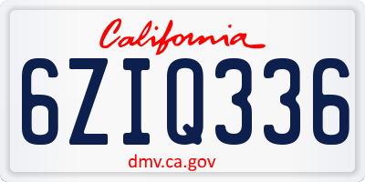 CA license plate 6ZIQ336