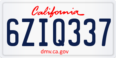CA license plate 6ZIQ337