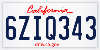 CA license plate 6ZIQ343