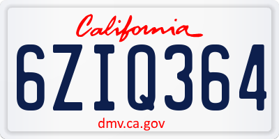 CA license plate 6ZIQ364