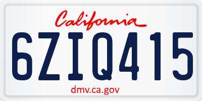 CA license plate 6ZIQ415