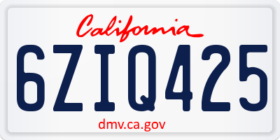 CA license plate 6ZIQ425