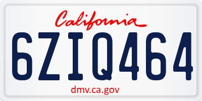 CA license plate 6ZIQ464