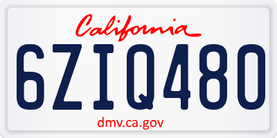 CA license plate 6ZIQ480