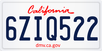 CA license plate 6ZIQ522