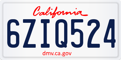 CA license plate 6ZIQ524