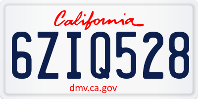 CA license plate 6ZIQ528