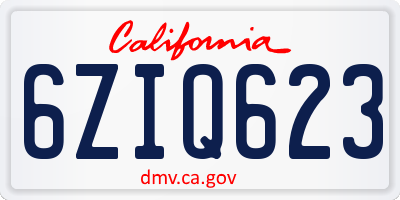 CA license plate 6ZIQ623
